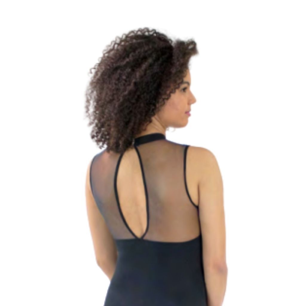 Womens Mock Neck Mesh Leotard